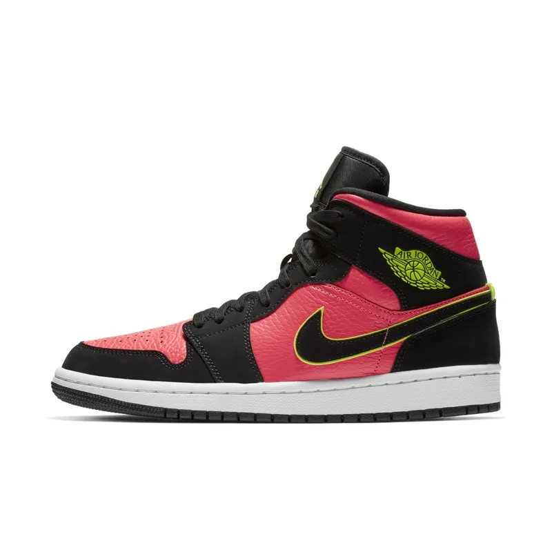 Jordan  1 Mid Black Hot Punch (W) Black/Volt-Hot Punch-White (BQ6472-006)