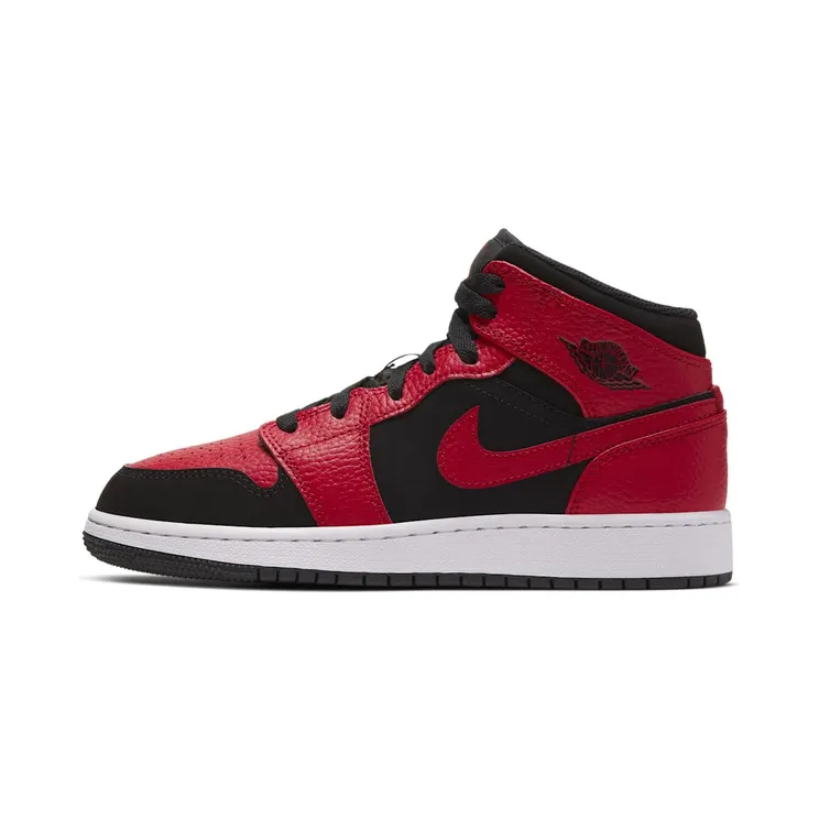 Air Jordan 1 Mid GS “Black / White / Gym Red” (554725-054)