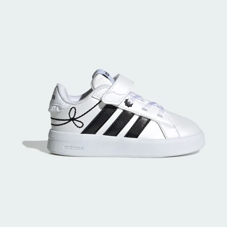 adidas Grand Court 3.0 Girls Shoes Infant “Cloud White / Core Black / Hi-Res Yellow” (KH9781)