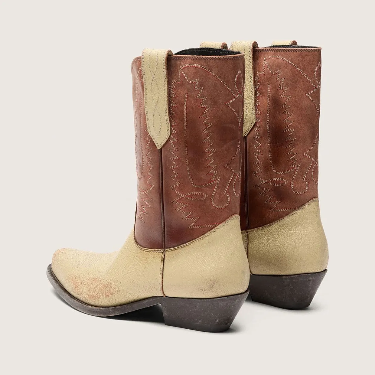 Golden Goose Women’S Wish Star Low Boots In Beige And Brown Leather With Embroidery (GWF01050.F008201.15684) (3)