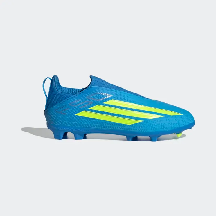 adidas F50 League Laceless Firm Ground / Multi Ground Football Boots Kids “Lucid Ray Blue / Team Solar Yellow 2 / Lucid Aquamarine” (JR9008)