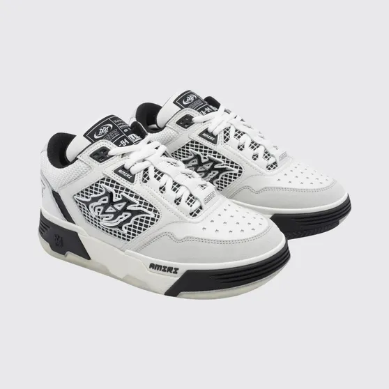 Amiri MA-94 Leather and Mesh Sneakers with Monogram and Suede Details White (AMSNSN1088WHITEBLACK)
