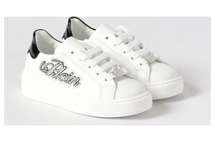 Philipp plein Leather Sneakers with Rhinestones White (832141)