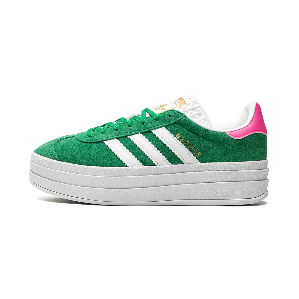 adidas Gazelle Bold Schuh Green / Cloud White / Lucid Pink (IG3136)