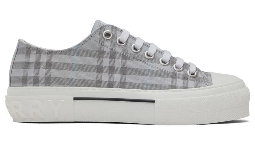 Burberry Gray Cotton Check Sneakers (8052341)