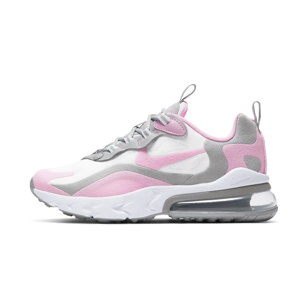Nike Air Max 270 React White Pink (GS) White/Light Solar Flare Heather/Metallic Silver (BQ0103-104)