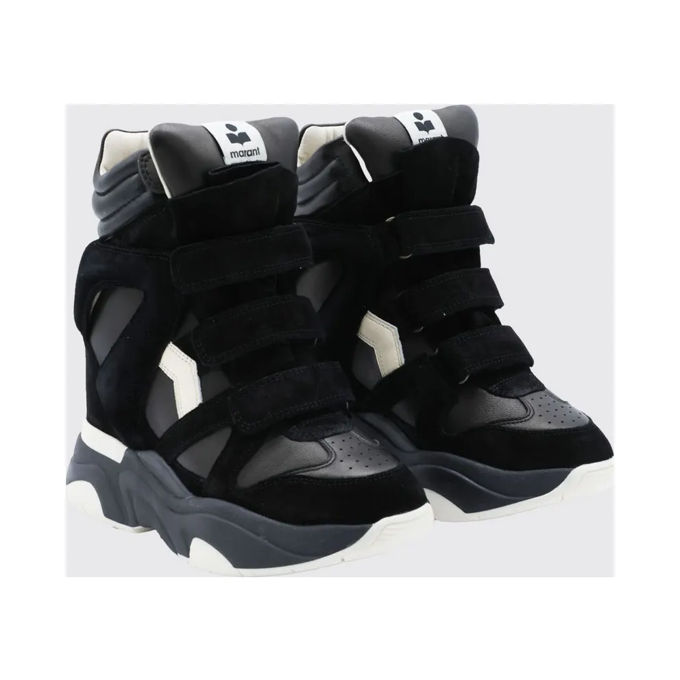 Isabel Marant Balskee High-Top Leather Wedge Trainers with Velcro Black (BK0009FAA1E17S01BK)