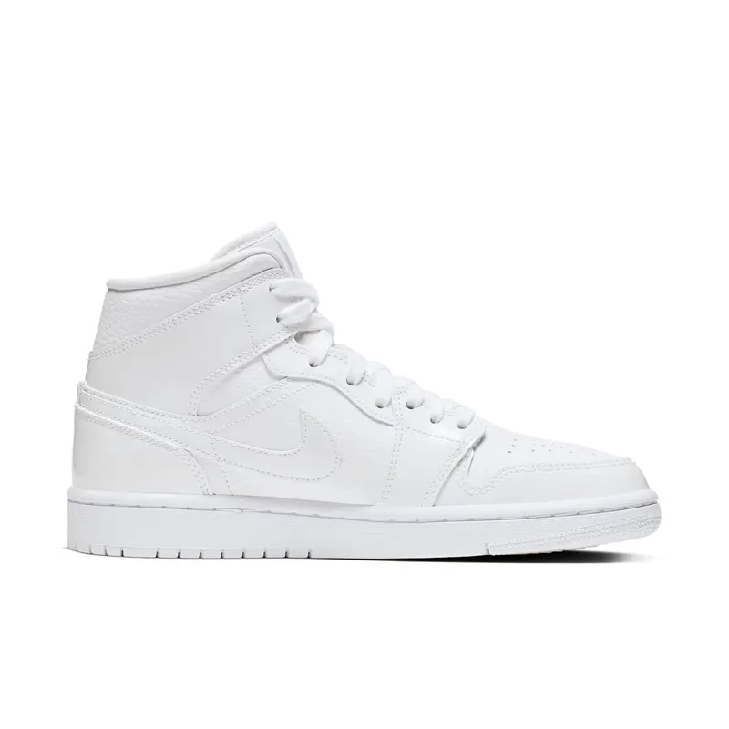 Jordan 1 Mid Triple White Patent Swoosh (W) White/White-White (BQ6472-100)