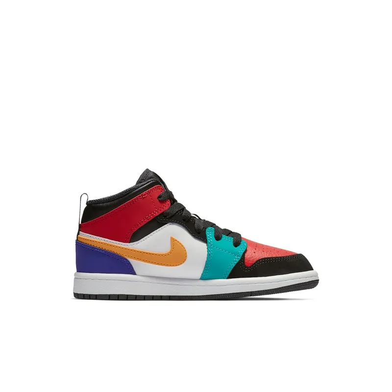 Jordan 1 Mid Bred Multi-Color (PS) White/University Red-Black-Turbo Green (640734-125)