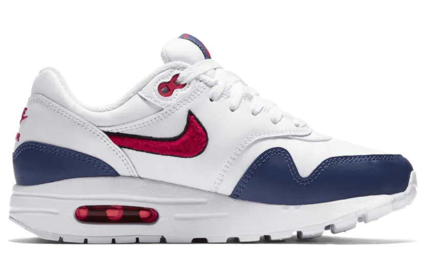 Nike Air Max 1 SE Blue Void (GS) – “White / Midnight Blue / Red” (AJ9747-100)