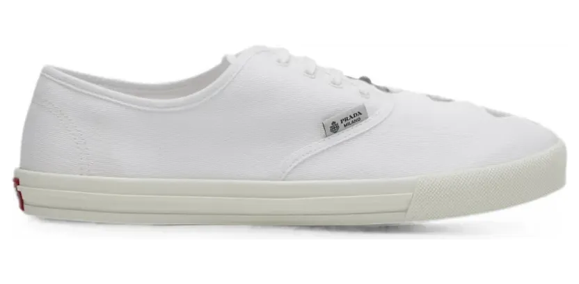 Sneakers in white drill fabric 1E402O0303LKE/T_PRADA-F0009_500-41