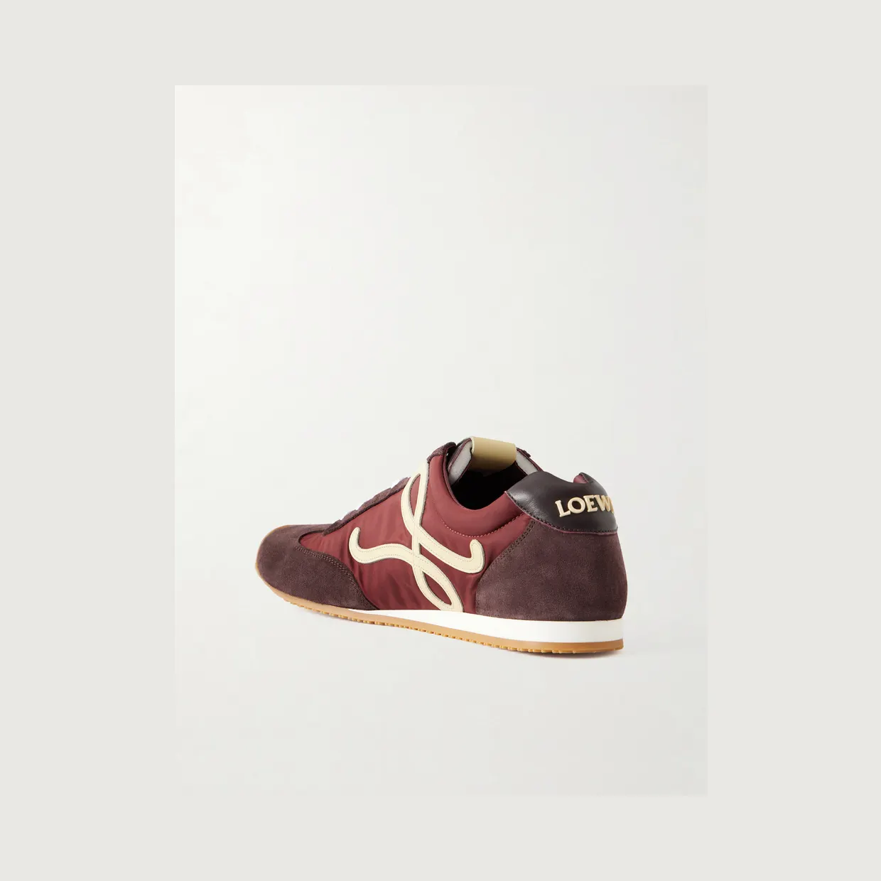 Loewe Ballet Runner 2.0 Suede-Trimmed Sneakers Burgundy (M816282XCG) (4)