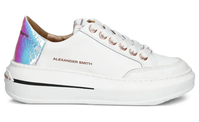 Alexander Smith Plateau-Sneakers mit changierendem Einsatz – Weiß (ASBBLSW1896)