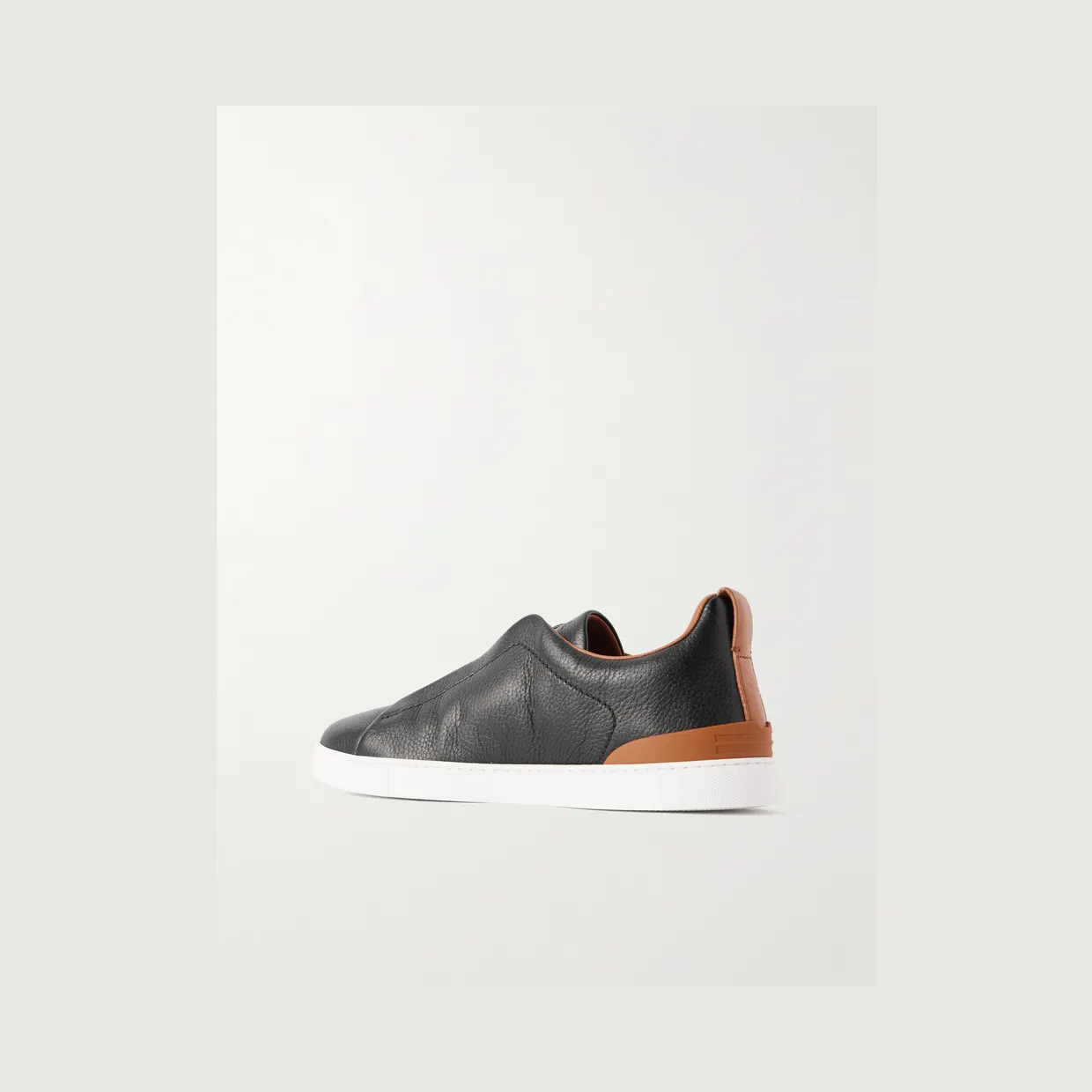 Zegna Triple Stitch™ Full-Grain Deerskin Slip-On Sneakers Black (LHCVO) (4)