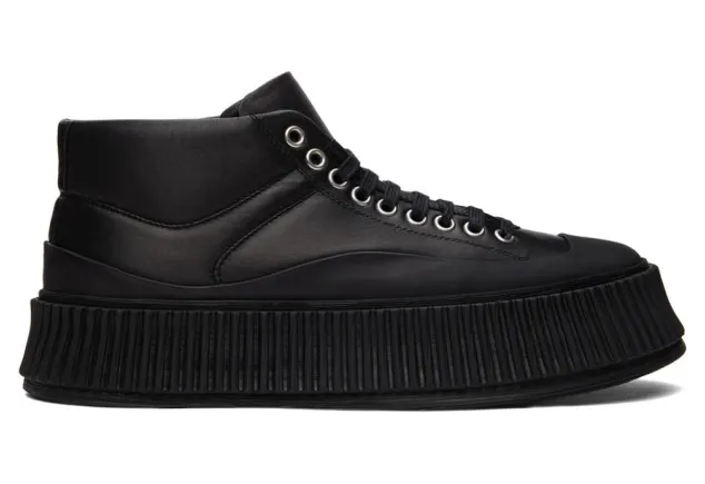 Jil Sander Black Leather Platform Sneakers (JI36511A_13141)