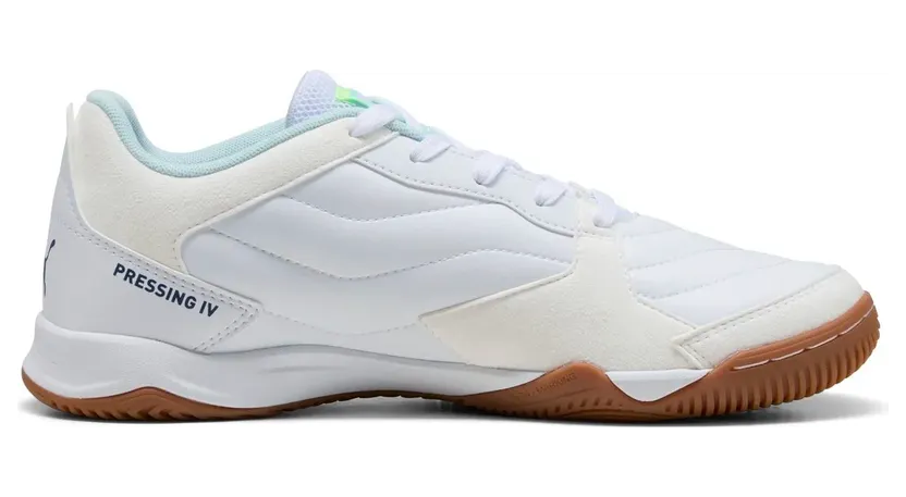 Puma Pressing IV Hallen-Fußballschuhe 01 – PUMA white/aqua/fizzy light/sea glass 43 für Herren, weiß, Größe 41 EU (108570)