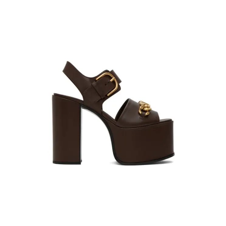 Valentino Garavani V Chain-Linked Platform Sandals Brown (2W2S0GF9YZXKG8)