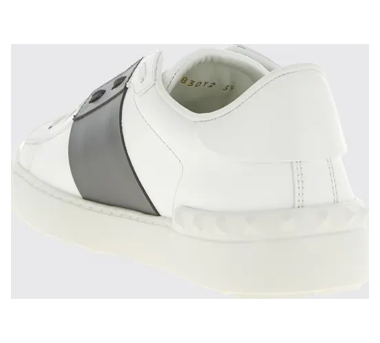 Valentino garavani Open Calf Leather Sneakers with Contrasting Band White 2 (S0830BLU3DR) (2)