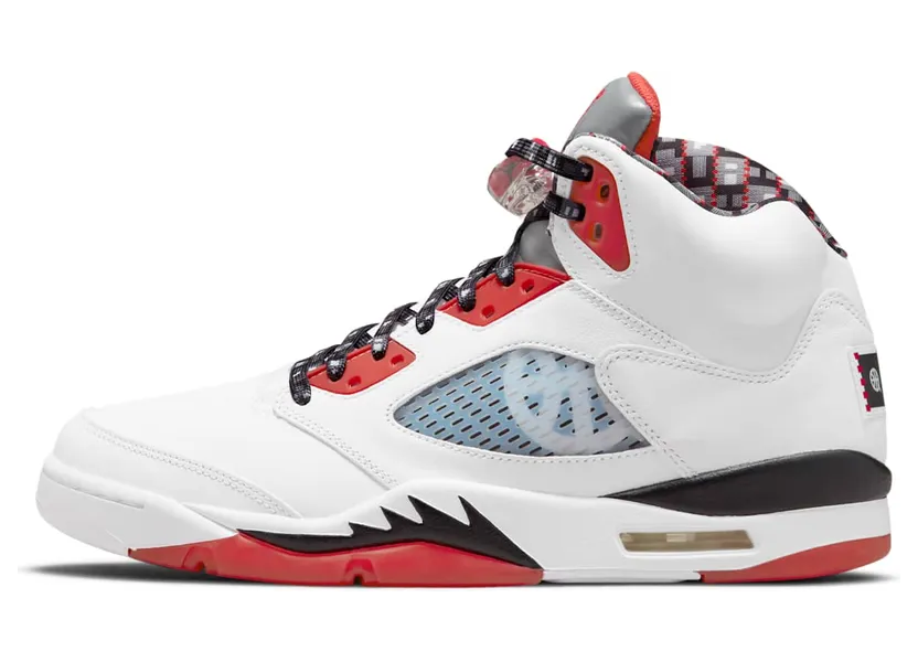 Air Jordan 5 Quai 54 White University Red Black (2021) “White / University Red / Black” (DJ7903-106)