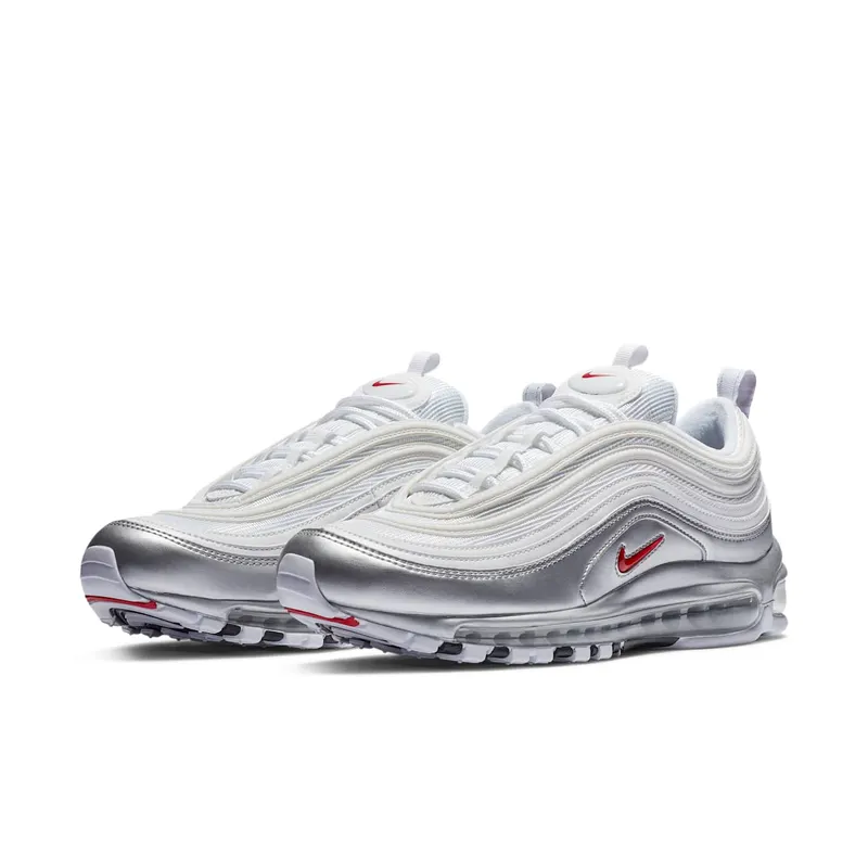 Nike Air Max 97 Silver White White/Varsity Red-Metallic Silver-Black (AT5458-100)