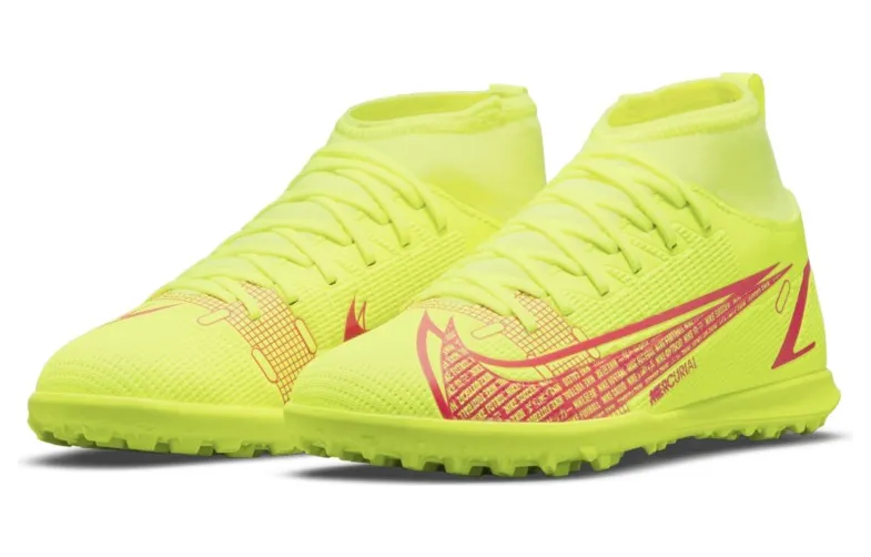 Nike Jr. Mercurial Superfly 8 Club TF Fußballschuh für Kunstrasen für jüngere/ältere Gelb (CV0795-760)
