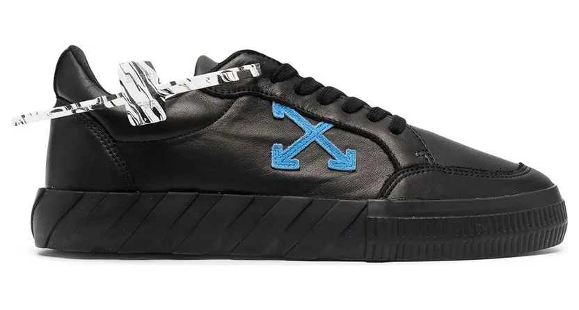 OFF-WHITE Vulc Low Black/Blue Leather SS21 (OMIA085R21LEA0011045)