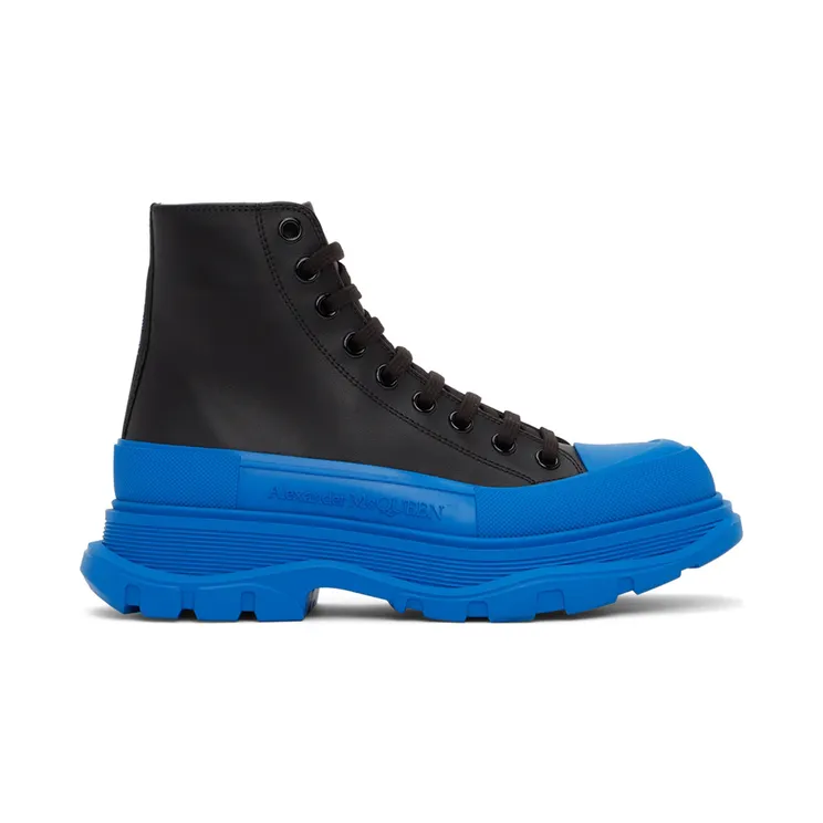 Alexander McQueen Black & Blue Tread Slick High Sneakers (627206WHZ62)