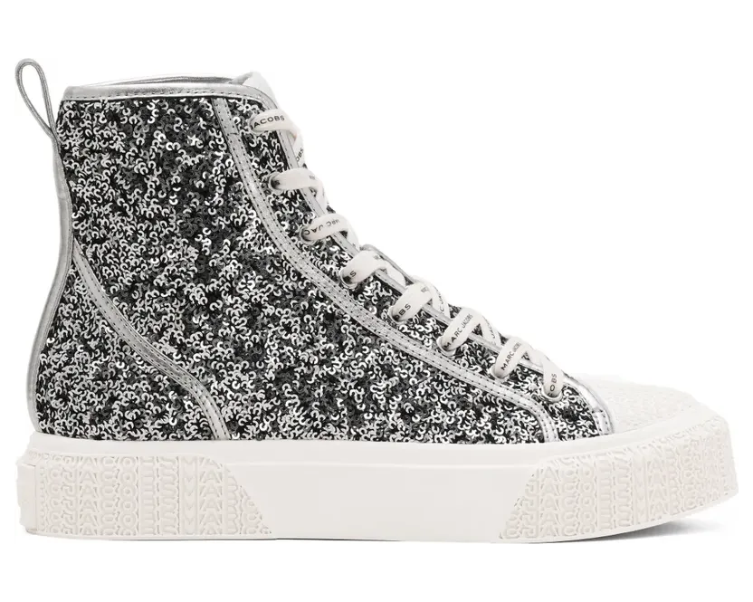 Marc Jacobs High-Top-Sneakers mit Pailletten – Silber (2R5FSN001F07040)
