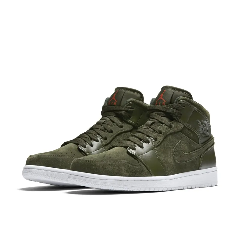 Jordan 1 Retro Mid Sequoia Sequoia/Max Orange-White (554724-302)