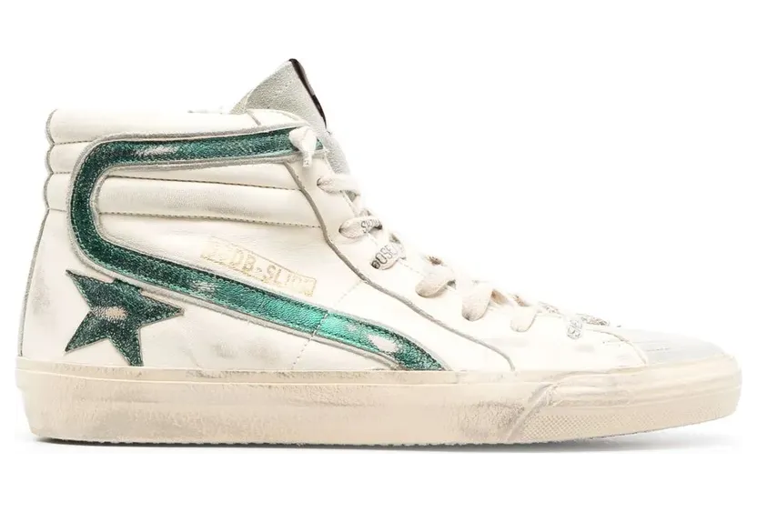 Golden Goose Slide High-Top-Sneakers im Used-Look – Nude (GMF00115F004002)