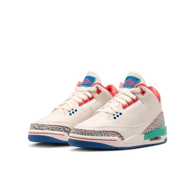 Air Jordan 3 – Play Your Way – “Chalk / True Blue / Kinetic Green / Track Red” (IO2076-100)