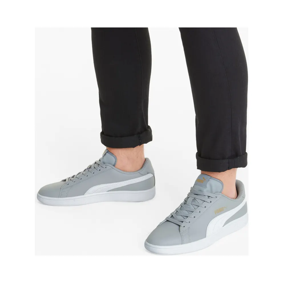 Puma Smash v2 leren Grey/White/Gold (36521528)