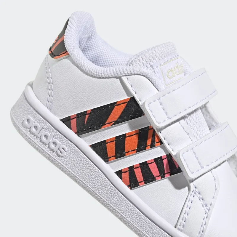 adidas Grand Court Tiger-Print Cloud White / Core Black / Acid Red (GZ1079)