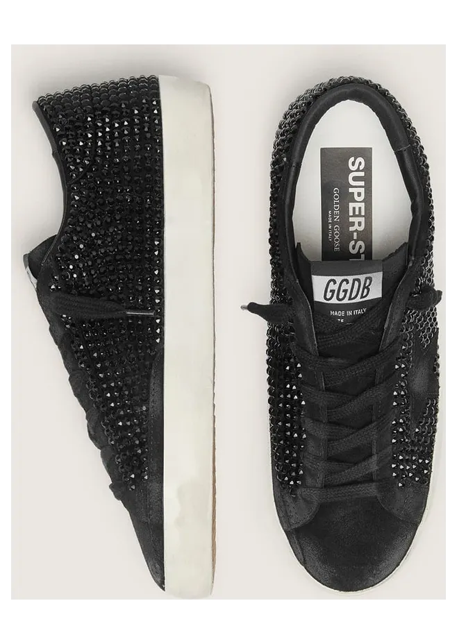 Golden Goose Super-Star In Black Suede With Swarovski Crystals And Black Suede Star (GWF00174.F006317.90100) (3)