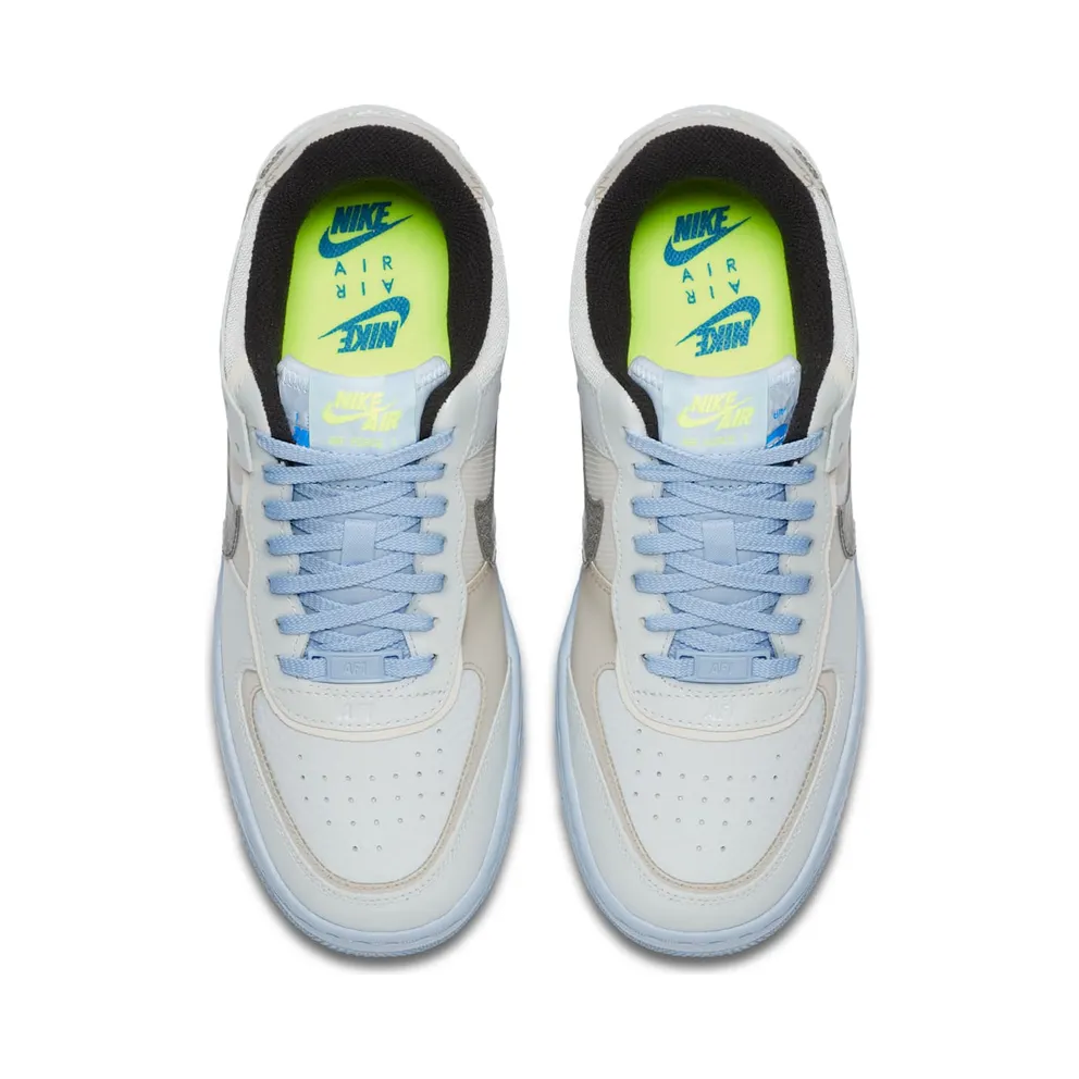 Nike Air Force 1 Shadow Pure Platinum Snakeskin Blue (W) Pure Platinum/Light Bone-Hydrogen Blue-Smoke Grey (CV3027-001)