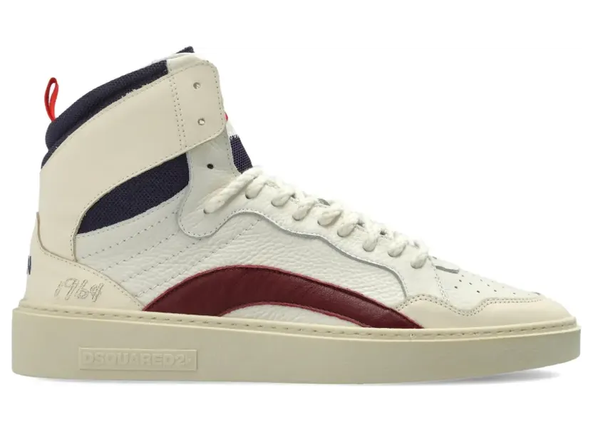 DSQUARED2 Rider leren high-top sneakers met vlakken – Beige (SNM045325108697)