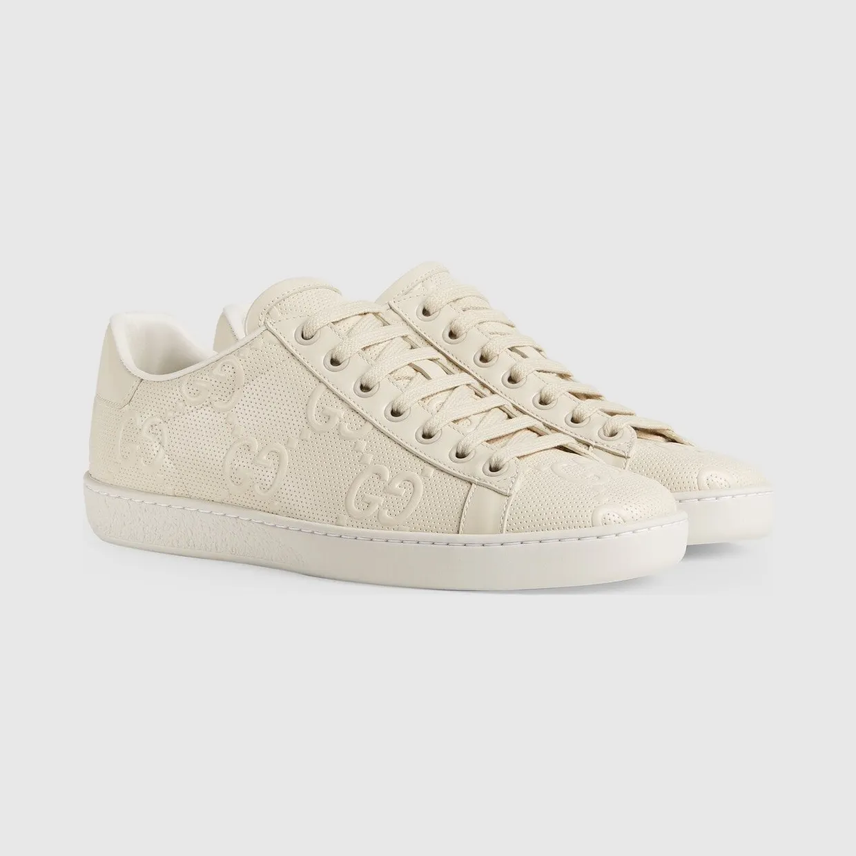 Gucci Ace GG Embossed Cream (W) (660135 1XK10 9022) (2)