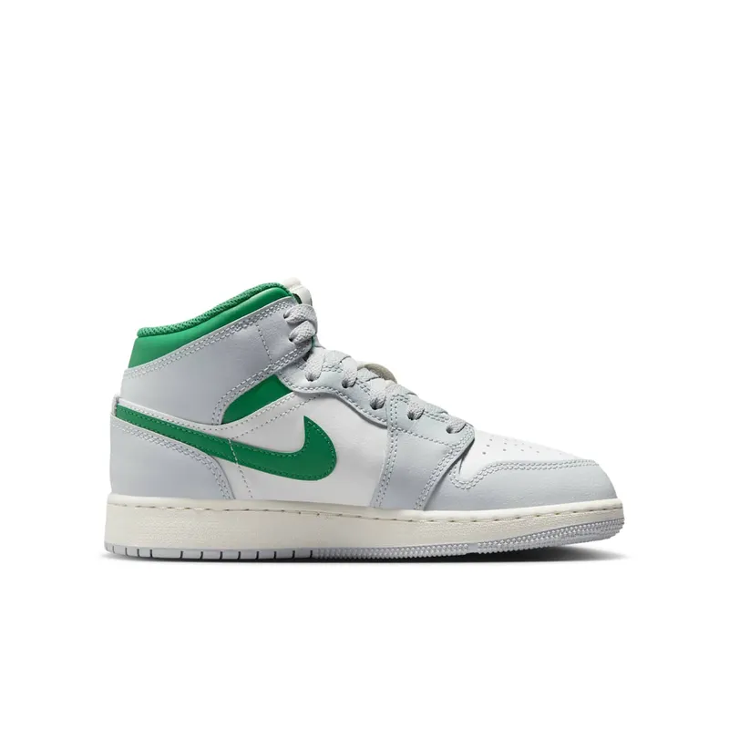Jordan 1 Mid GS “White Pure Platinum Pine Green” (DQ8423-142)