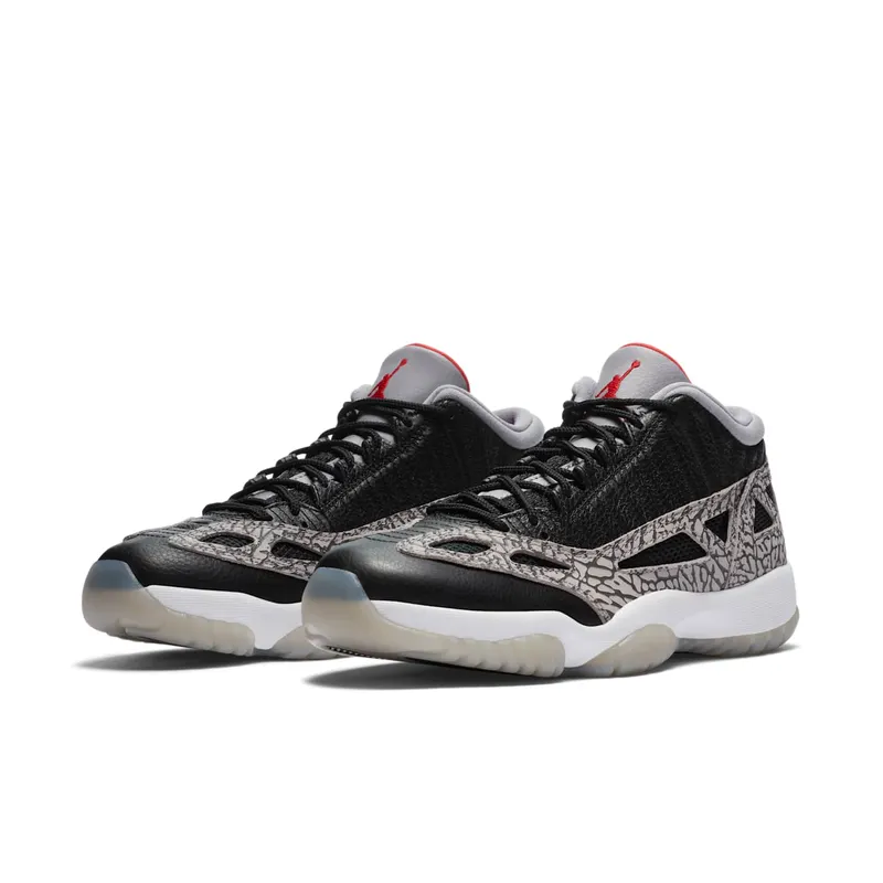 Jordan 11 Retro Low IE Black Cement Black/Fire Red-Cement Grey-White (919712-006)