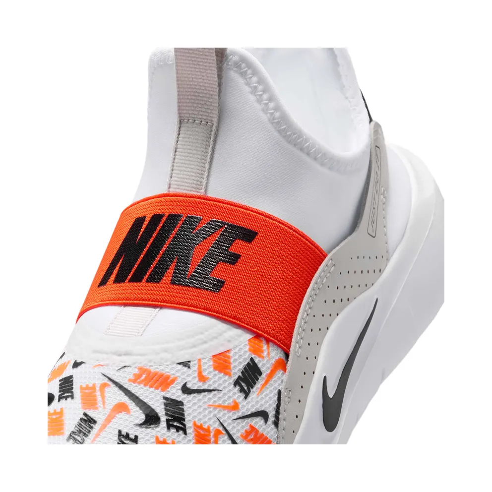 Nike Flex Runner 4 White Safety Orange Black Logo Print (IO9506-100)