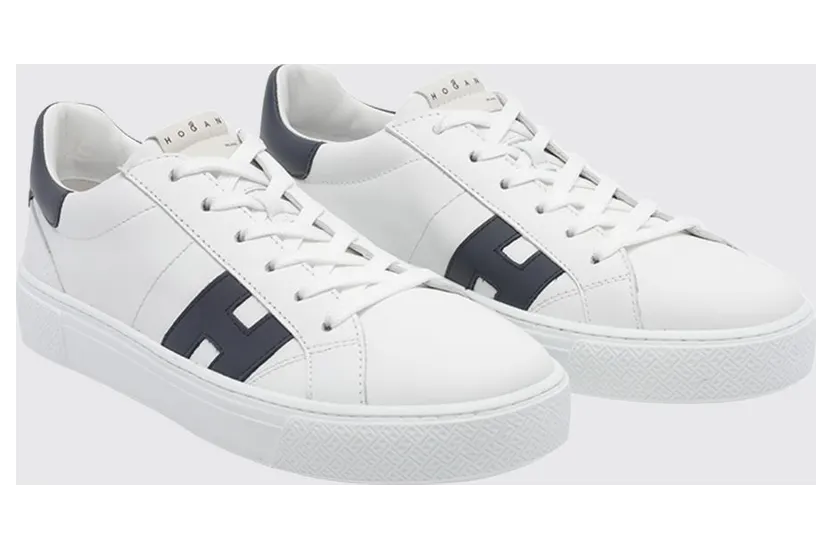 Hogan Crosswind Smooth Calfskin Sneakers with H Logo White (HXM7050GF10U450FD5)