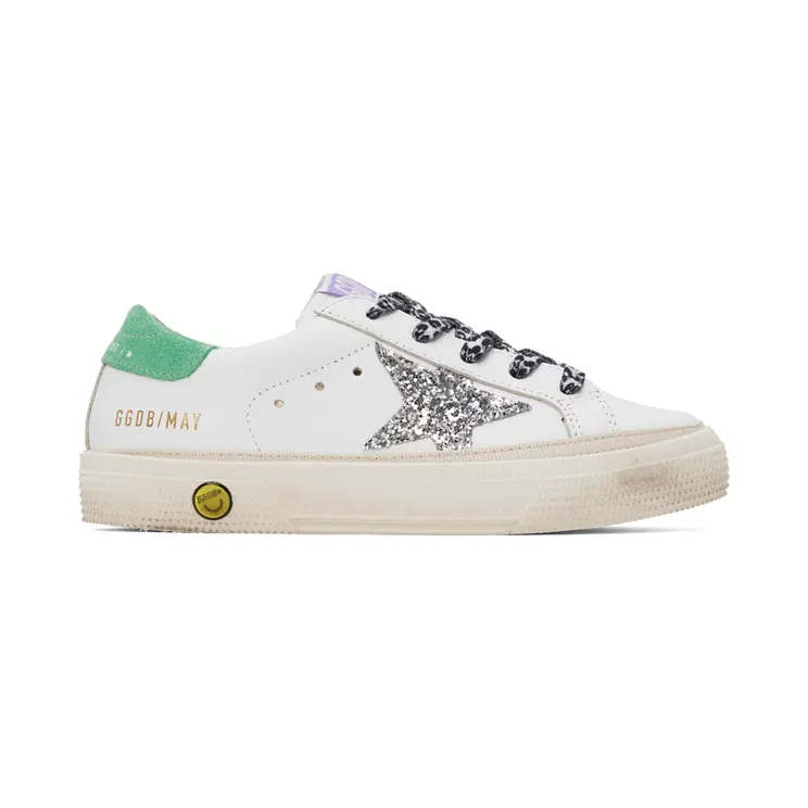 Golden Goose Kids White & Silver Glittered May Sneakers (GYF00112.F002812.10986)