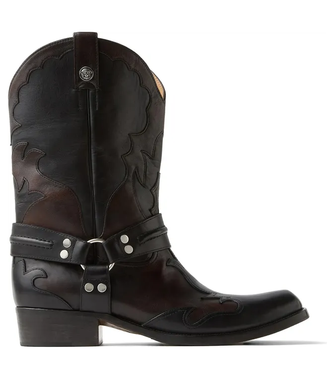 Versace Sylvester Leather Texan “Black/Brown” (1A18030 1024743 2BD6K)
