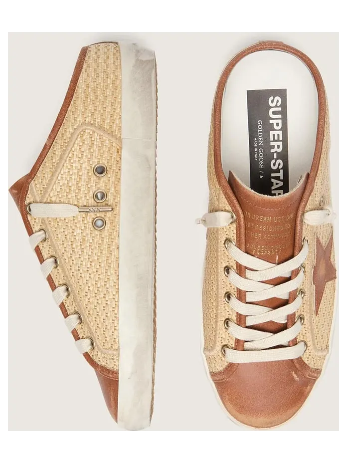 Golden Goose Women’S Super-Star Sabots In Raffia With Brick-Red Star (GWF01098.F008497.15319) (3)