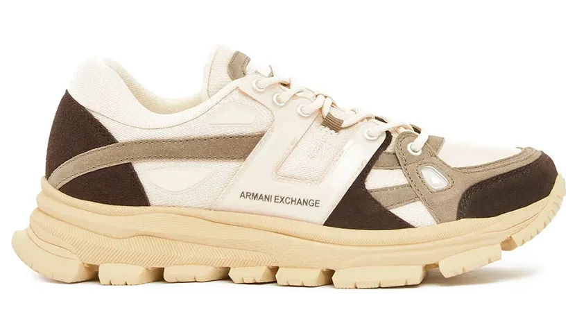 Armani Exchange Sneakers met chunky zool en vlakken – Beige (XM001678AF17356)