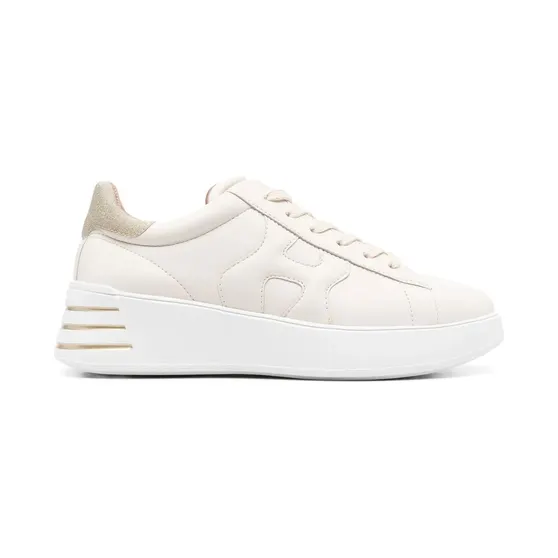 Hogan Rebal leren sneakers met glitter-detail – Beige (HXW5640DN61RCB)