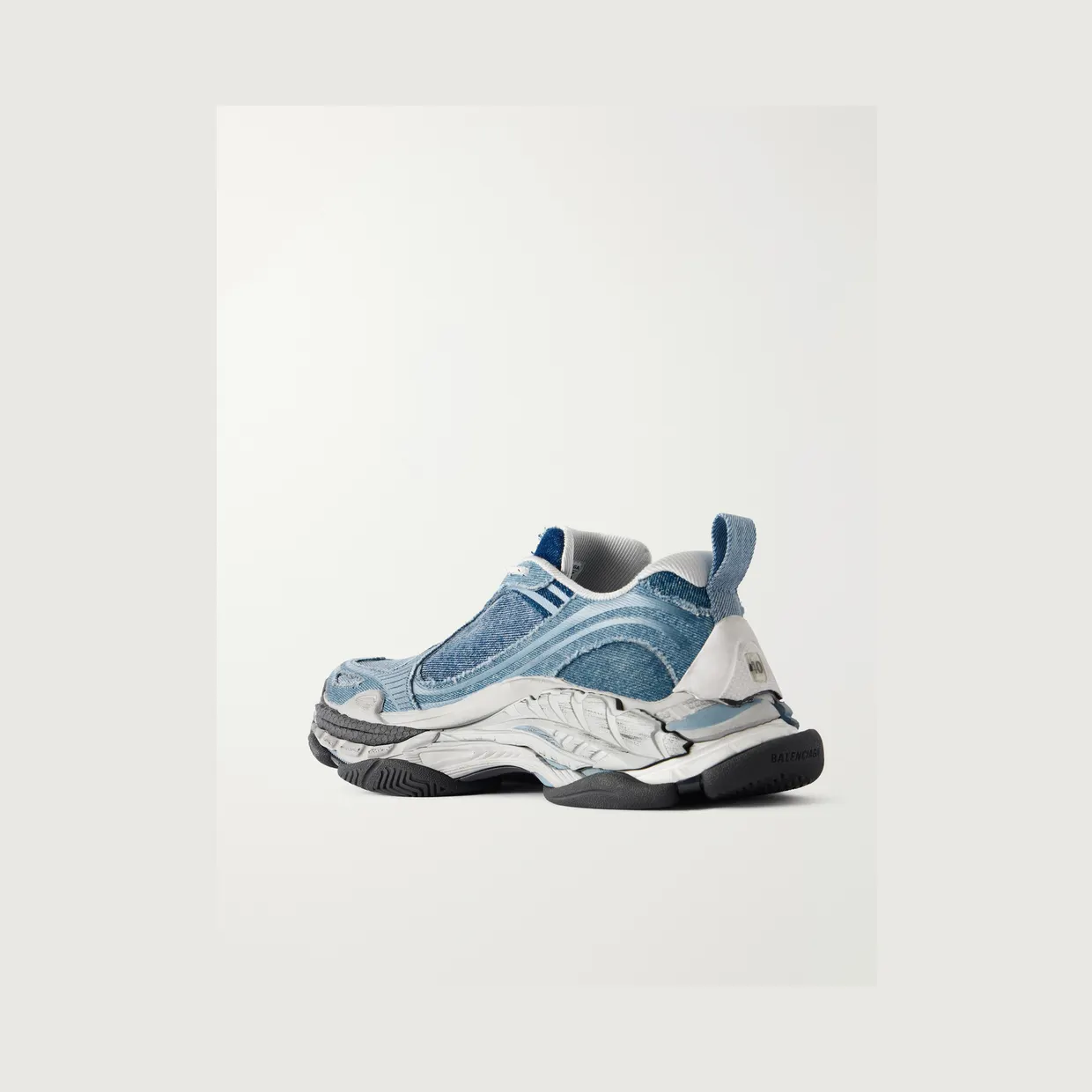Balenciaga Triple S.2 Rubber-Trimmed Denim Sneakers Blue (865849WTSDN) (4)