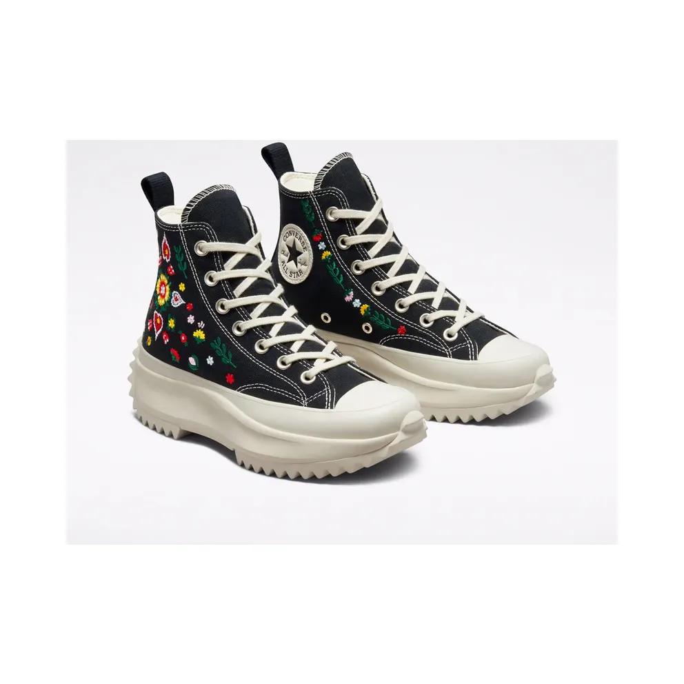 Converse Run Star Hike Platform Floral Embroidery Black/egret/midnight Clover (A02192C)