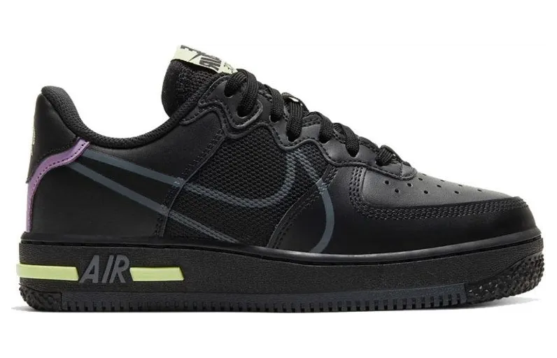 Nike Air Force 1 Low React Black Violet Star Barely Volt (CD6960-001)