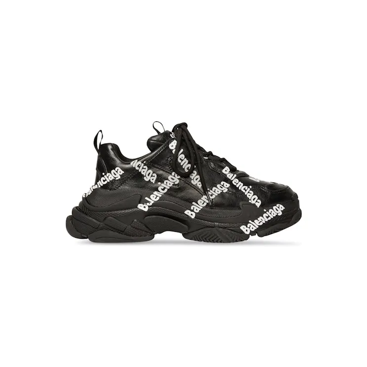 Balenciaga Triple S All Over Logo Black White (524039W2FAB1090)